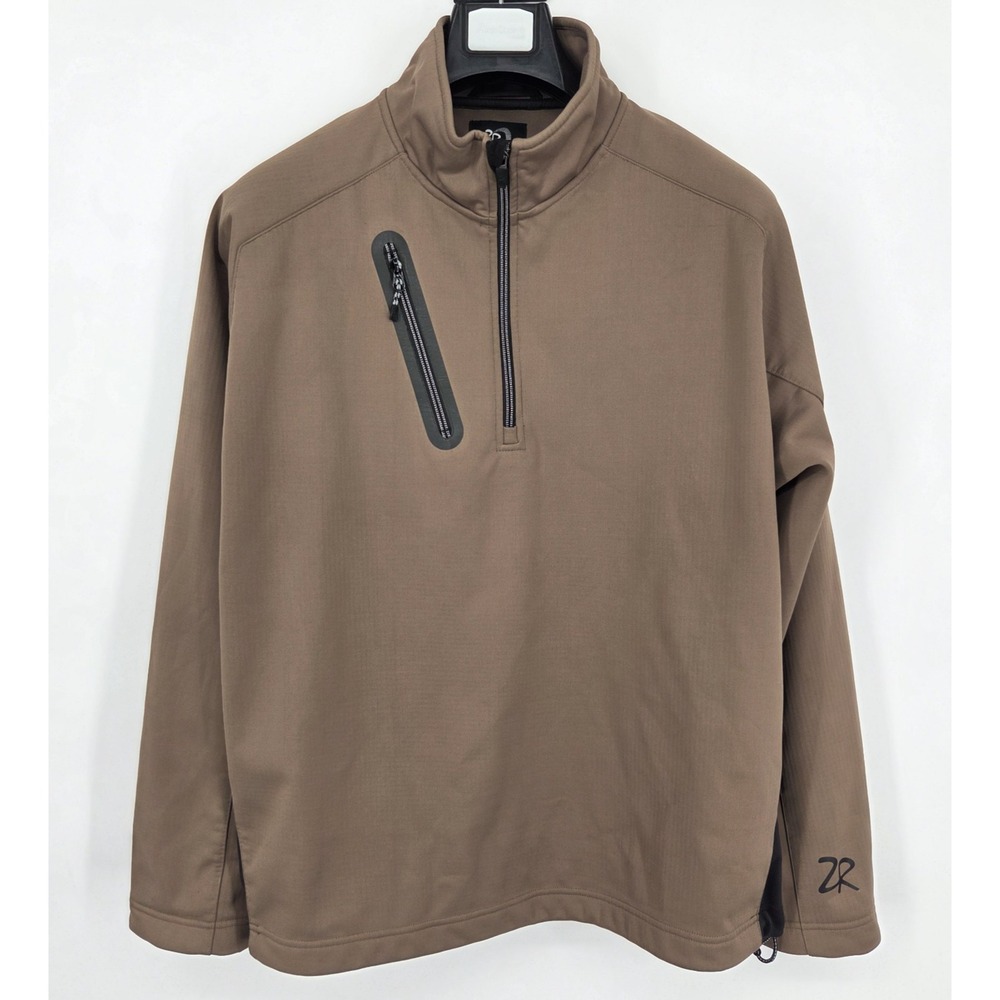 Zero Restriction Tour Series 1/4 Zip Pullover Jacket Mens Size Large Brown Golf